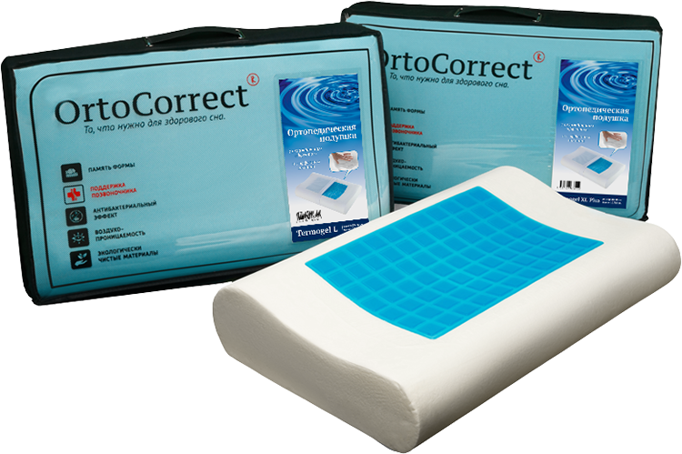 Ортопедическая подушка "Termogel L" (с гелевой вставкой) (валики 10/12 см.)