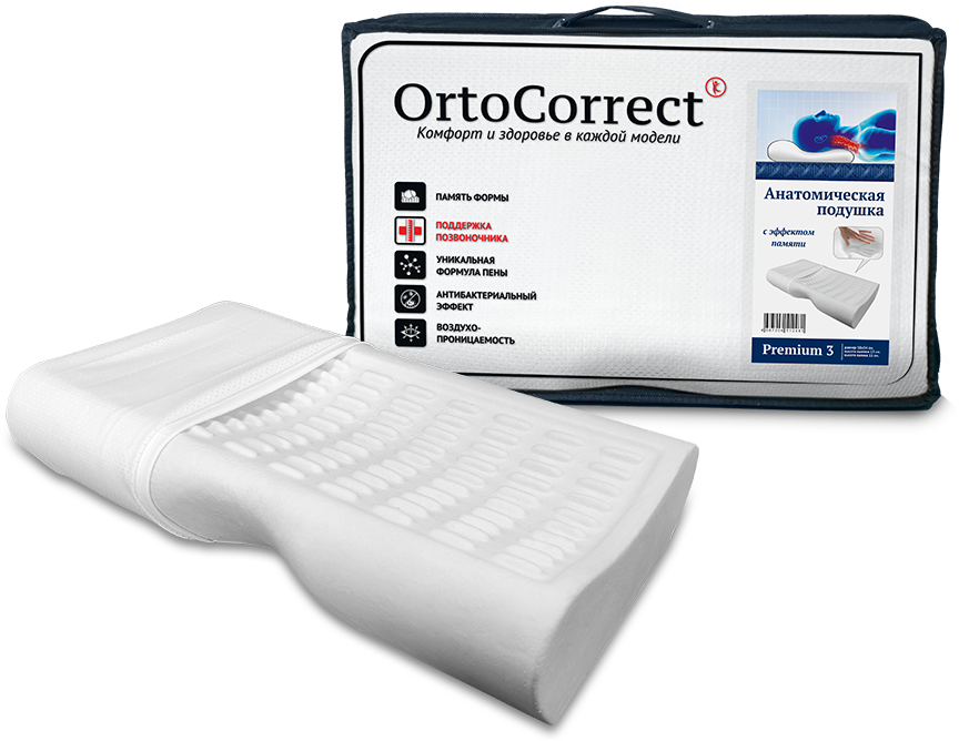 Анатомическая подушка "Премиум П3 c массажным эффектом" и выемкой под плечо(Валик 11 см и выемка под плечо 13 см)