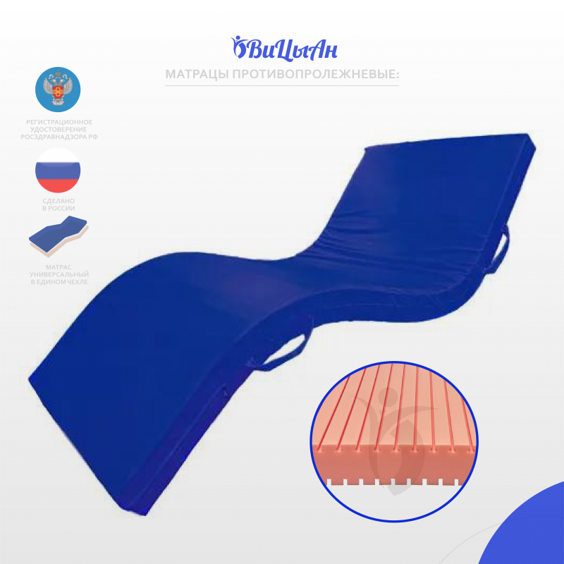 Матрац противопролежневый "полиуретановый стандартный профильный"ТК1/1(размеры в описании)